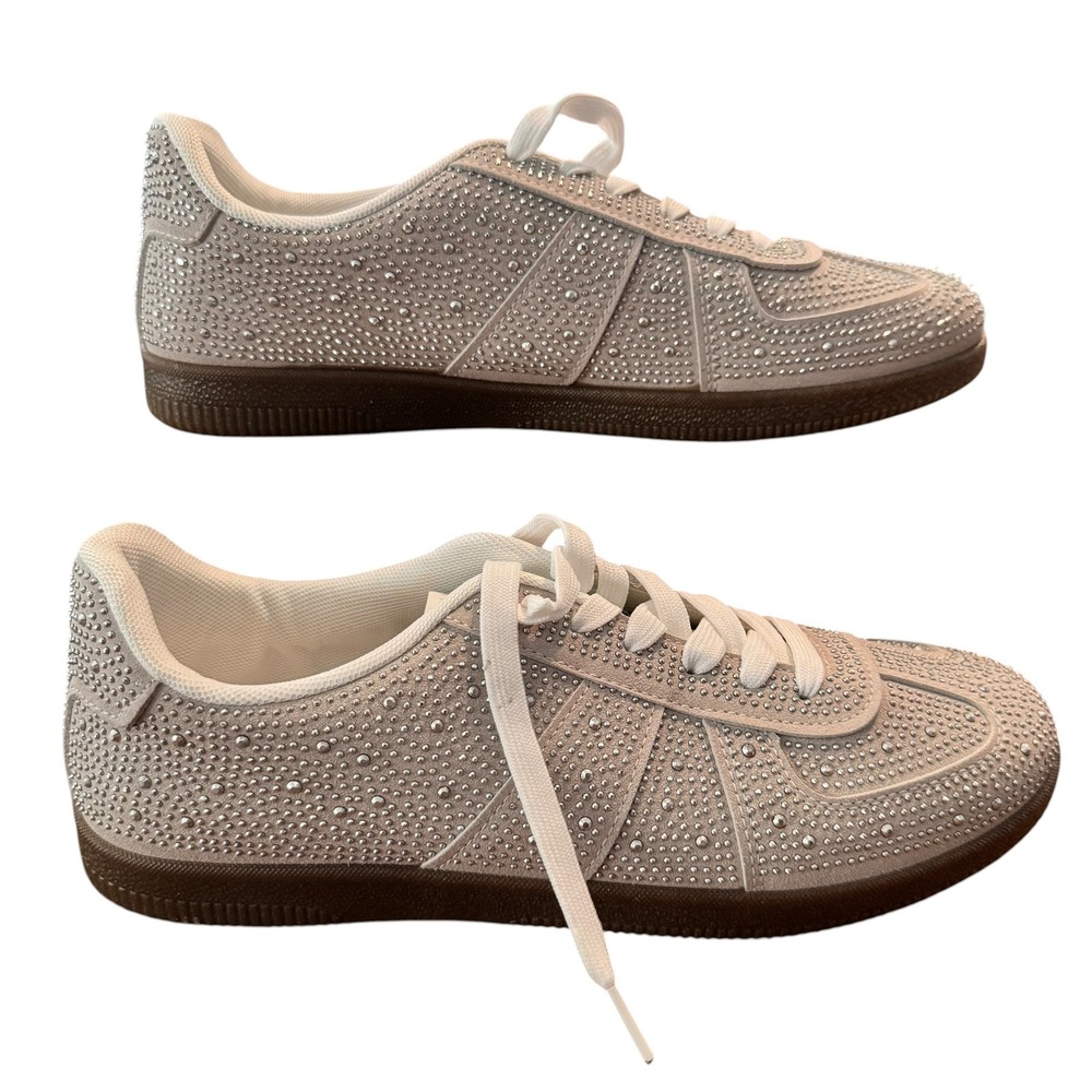 Sparkle Studded Women's Sneakers in Light Beige - Picture 6 of 9